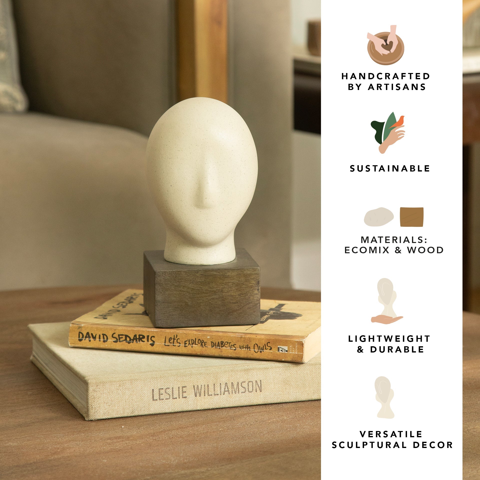Sculpture visage Calme Blanc