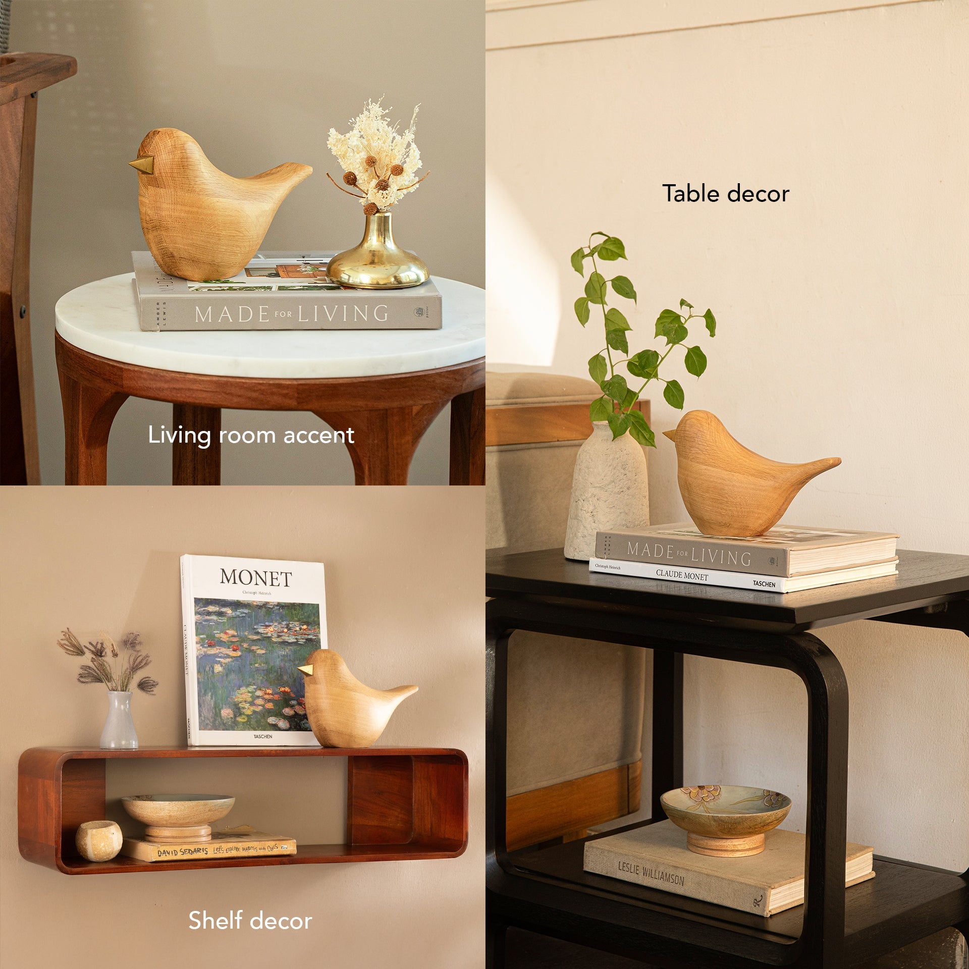 Oiseau décoratif en chêne