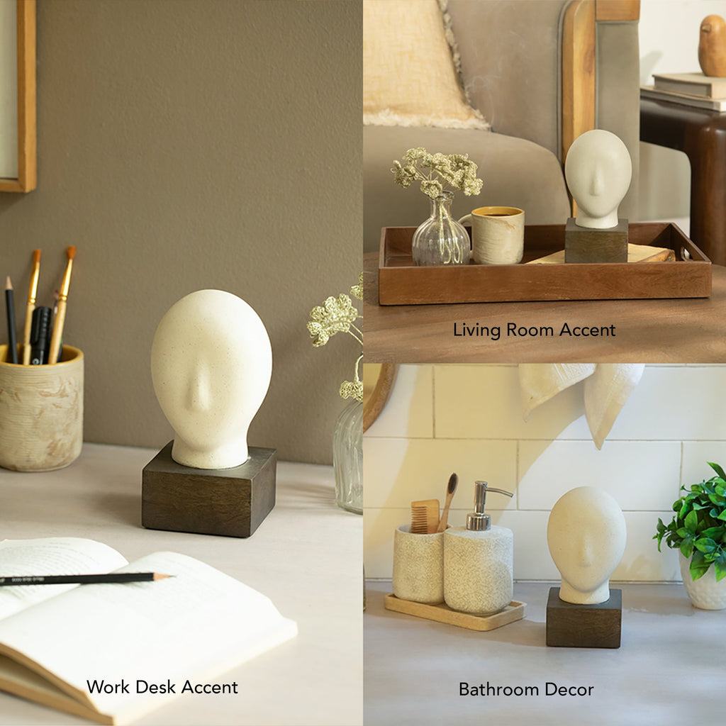 Sculpture visage Calme Blanc