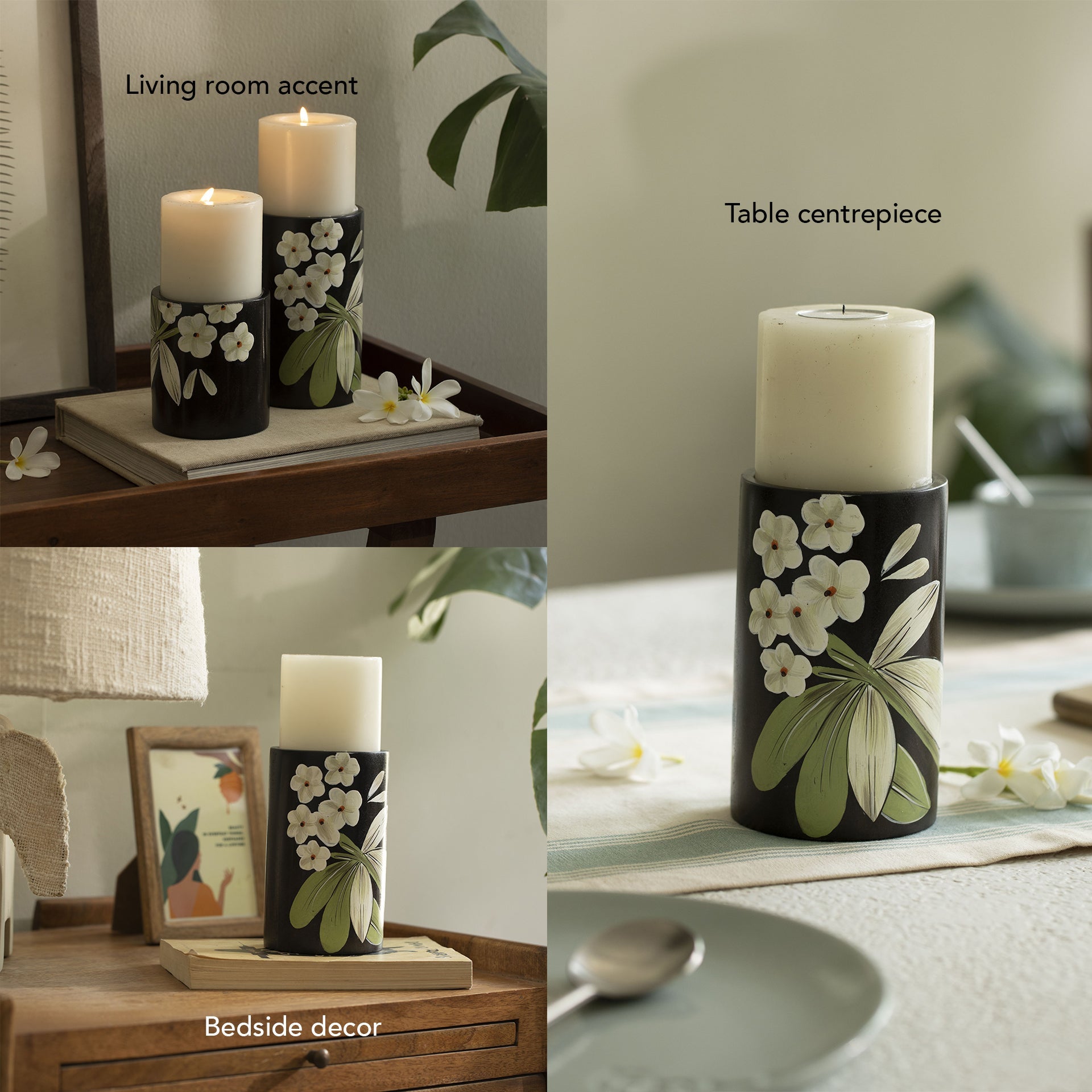 Grand bougeoir en bois Frangipanier