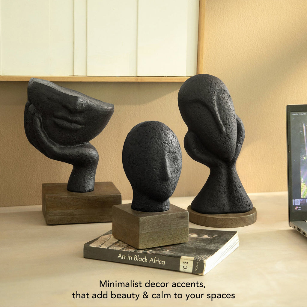 Visage noir agité Sculpture
