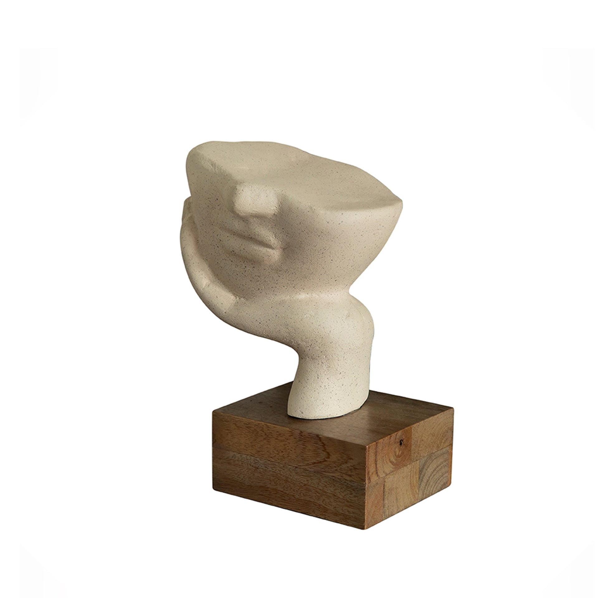 Sculpture de visage blanc agité