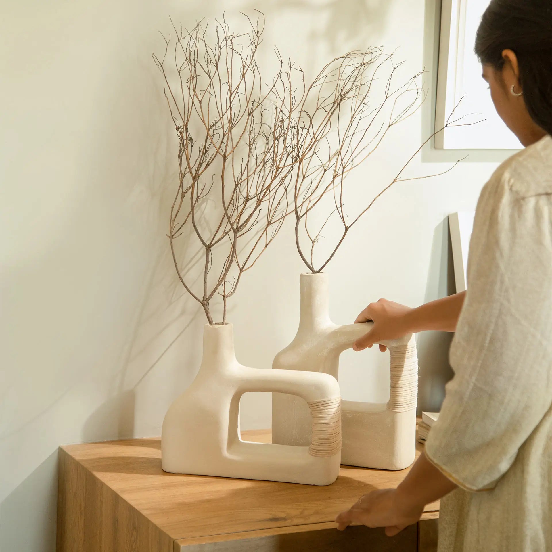 Petit vase avec canne