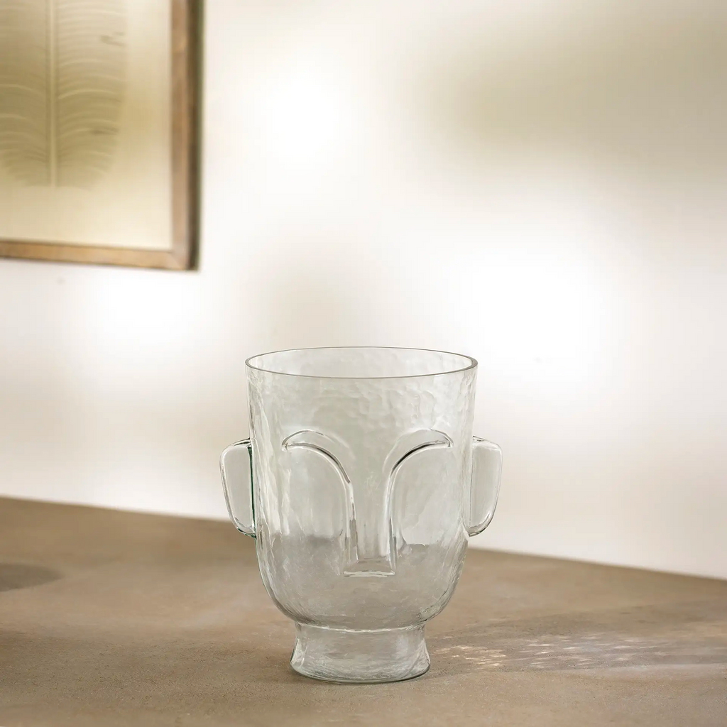 petit vase en verre visage