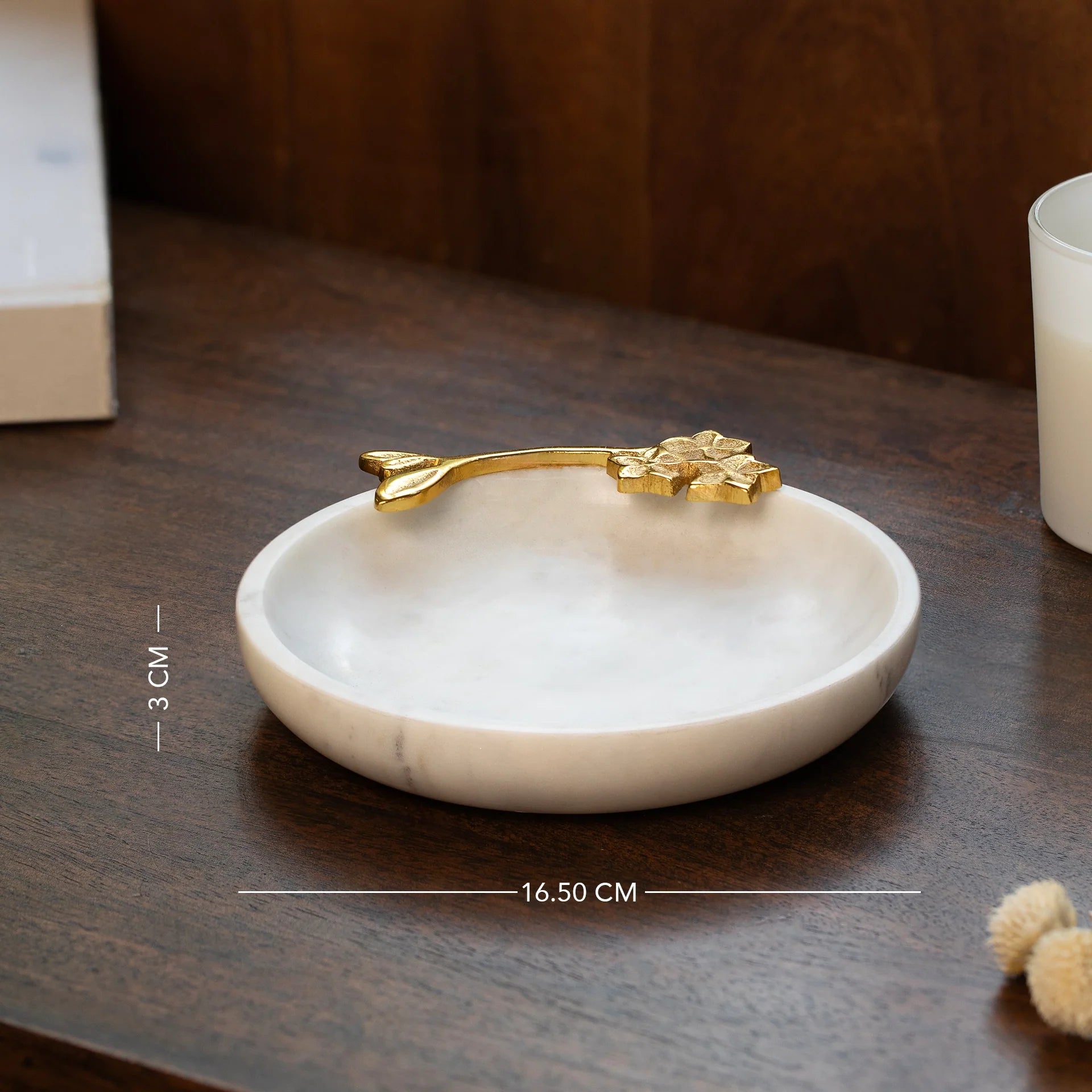 Bibelo sculpté en marbre rond Frangipanier
