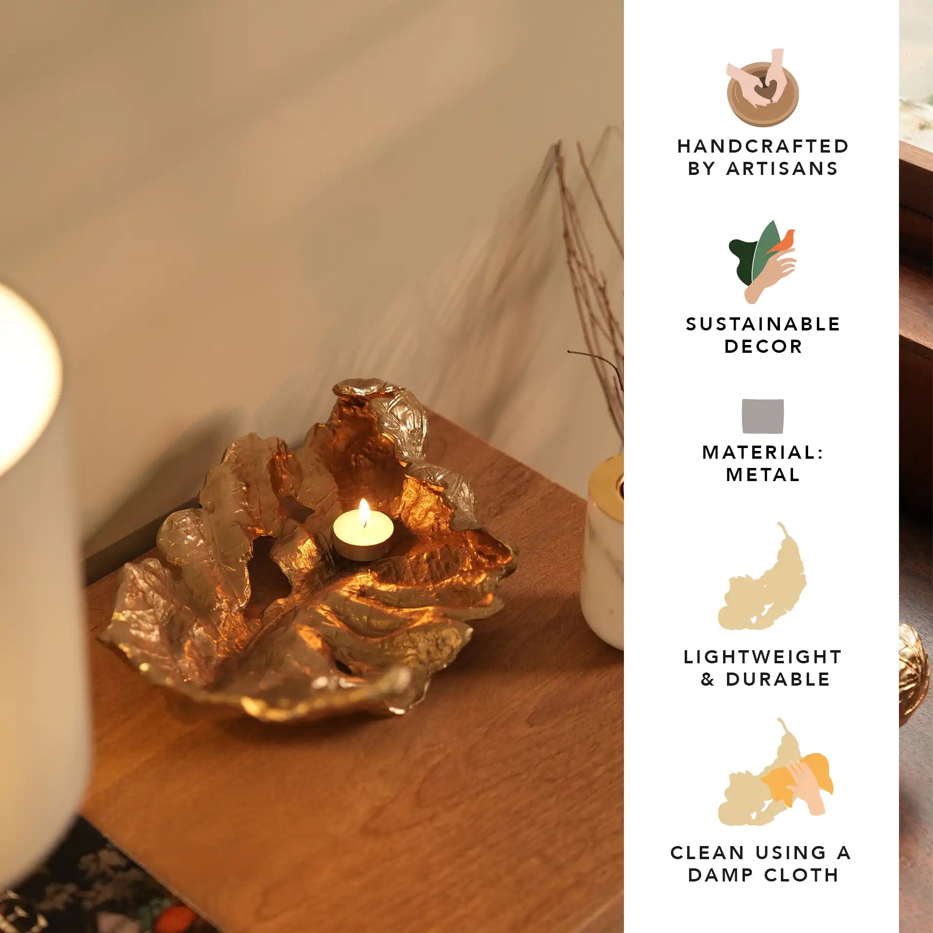 Bol décoratif en métal Feuillage
