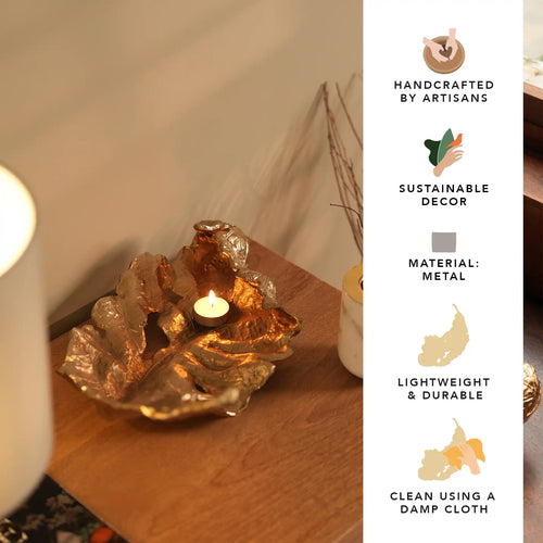 Bol décoratif en métal Feuillage