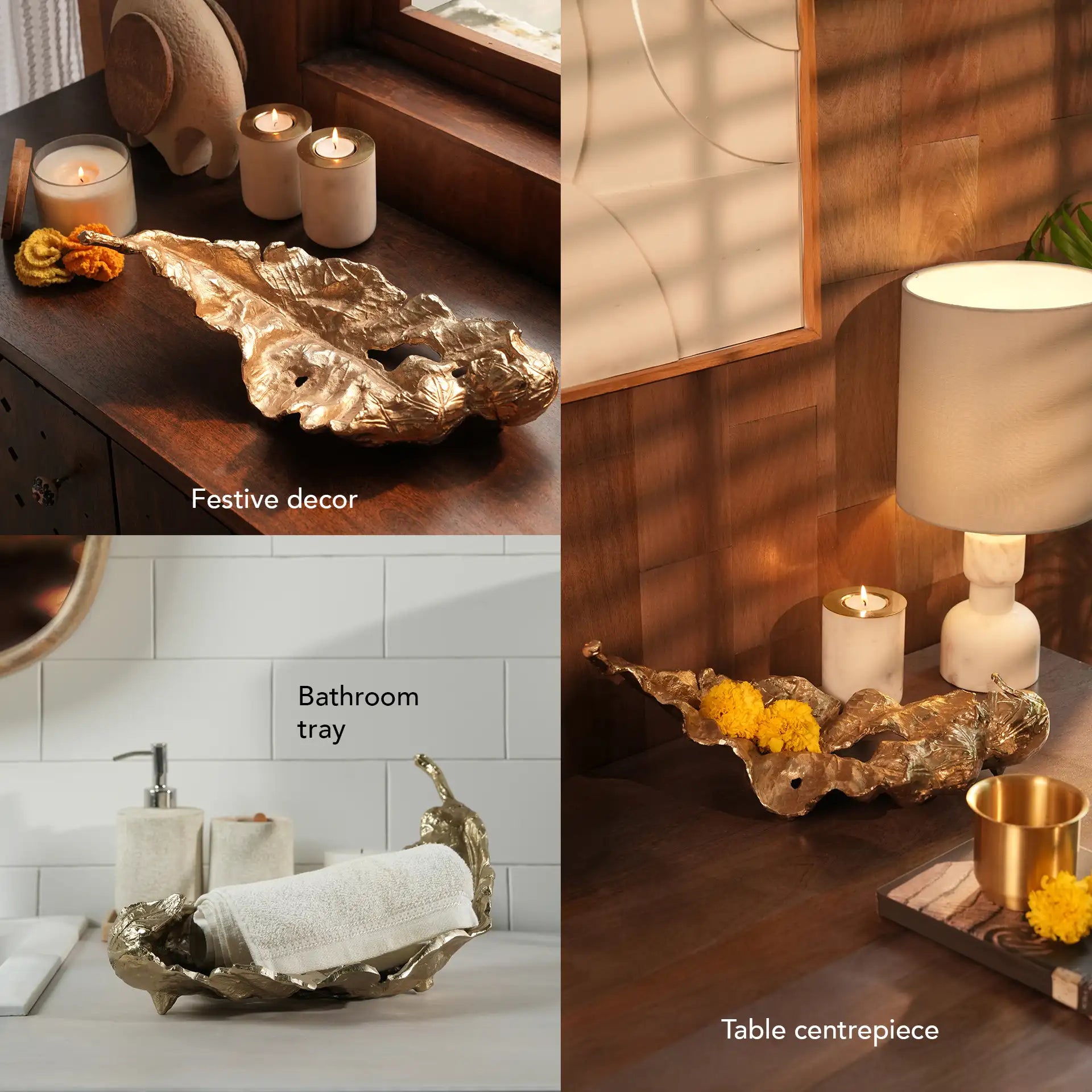 Bol décoratif en métal Feuillage
