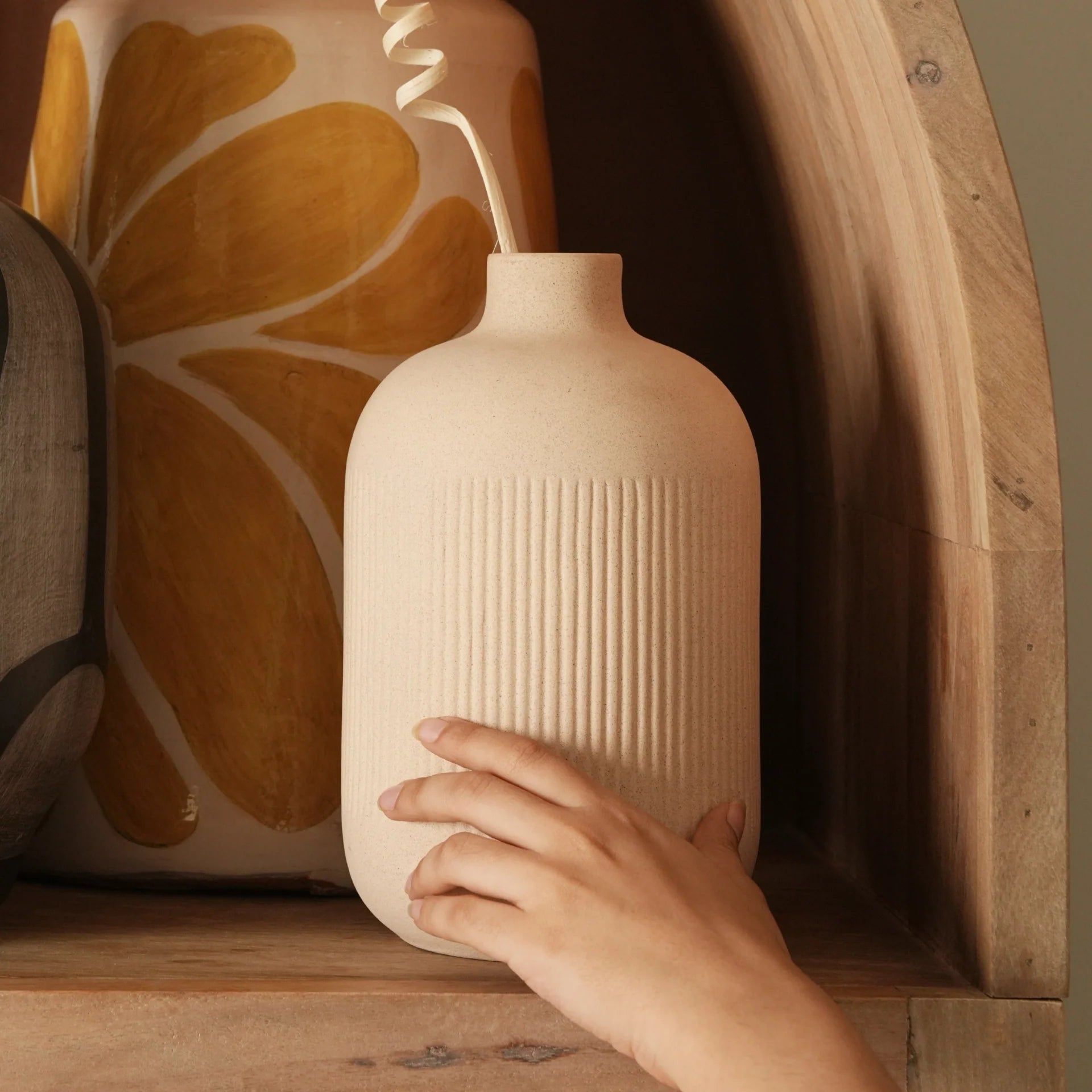 Grand Vase Classique en Céramique Beige
