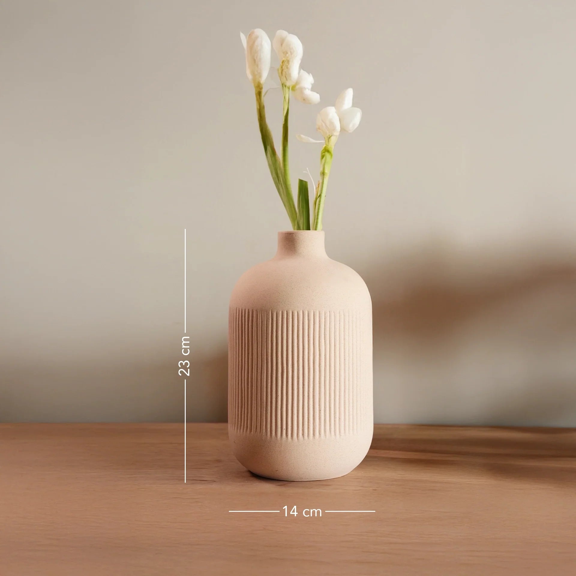 Grand Vase Classique en Céramique Beige