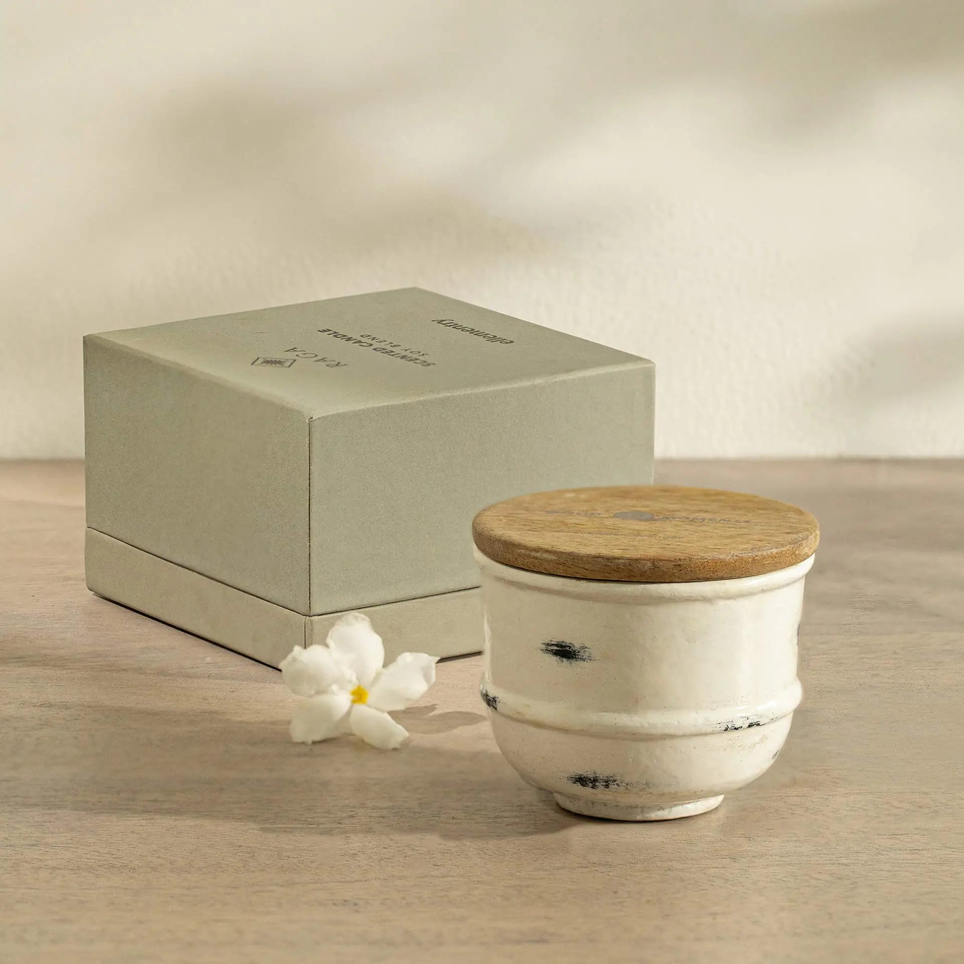 Bougie parfumée à la cire de lavande et vanille en pot de terre cuite (1 mèche)