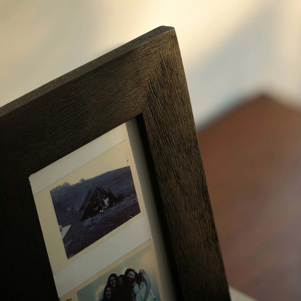 Grand cadre photo en bois fait main texturé